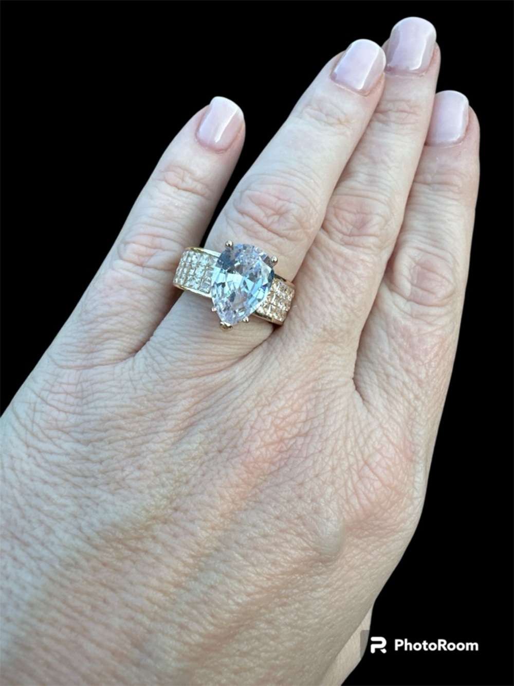Silver Pear-Cut CZ Statement Ring